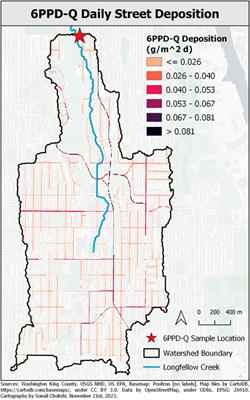 Watershed analysis of urban stormwater contaminant 6PPD-Quinone hotspots and stream concentrations using a process-based ecohydrological model